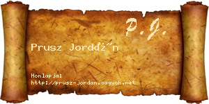 Prusz Jordán névjegykártya